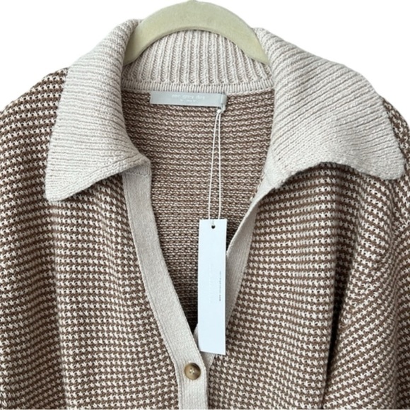 One Grey Day Brizo Houndstooth Cardigan Sweater In Beige - Picture 6 of 15